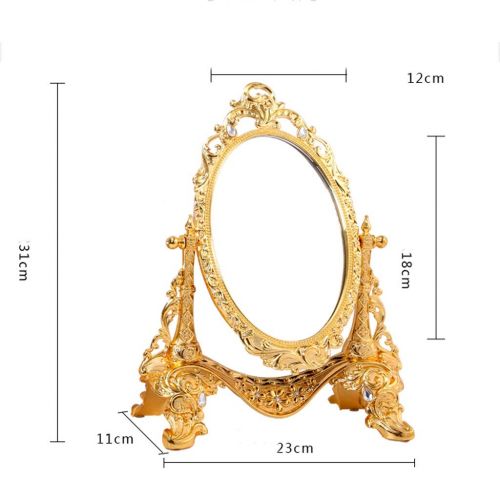  FANGFANG Fangfang Makeup Mirror Desktop Desktop HD European Personality Creative Carry Gold 2331cm (Color : Golda, Size : 2331cm)