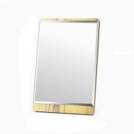 FANGFANG Fangfang Desktop HD Makeup Mirror Desktop Beauty Portable Fashion Portable Simple Wood Color Three Dimensions (Color : Wood Color, Size : 1522.5cm)