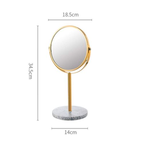  FANGFANG Fangfang Nordic Marble Makeup Mirror Desktop Desktop Round Double Color Two Specifications: 18.8 34.5cm (Color : Gold, Size : 18.834.5cm)