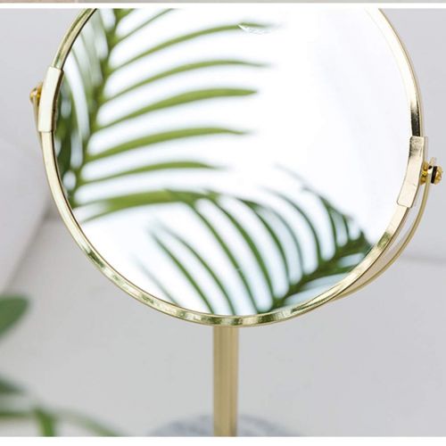  FANGFANG Fangfang Nordic Marble Makeup Mirror Desktop Desktop Round Double Color Two Specifications: 18.8 34.5cm (Color : Gold, Size : 18.834.5cm)