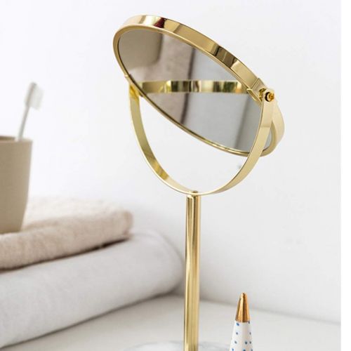  FANGFANG Fangfang Nordic Marble Makeup Mirror Desktop Desktop Round Double Color Two Specifications: 18.8 34.5cm (Color : Gold, Size : 18.834.5cm)