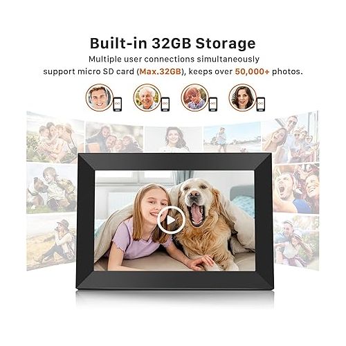  FANGOR 10.1 Inch WiFi Digital Picture Frame 1280x800 HD IPS Touch Screen, Electronic Smart Photo Frame with 32GB Storage, Auto-Rotate, Instantly Share Photos/Videos and Send Best Wishes from Anywhere