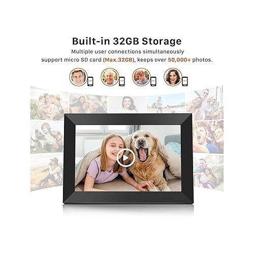  FANGOR 10.1 Inch WiFi Digital Picture Frame 1280x800 HD IPS Touch Screen, Electronic Smart Photo Frame with 32GB Storage, Auto-Rotate, Instantly Share Photos/Videos via Uhale App from Anywhere