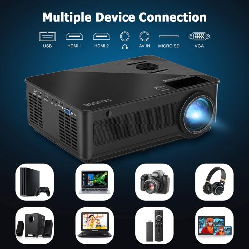  Native 1080P WiFi Projector Outdoor Movie Projector with 100 Projection Screen Included, FANGOR Bluetooth Projector 4K Supported Video Projector, Compatible with Phones, Laptops,