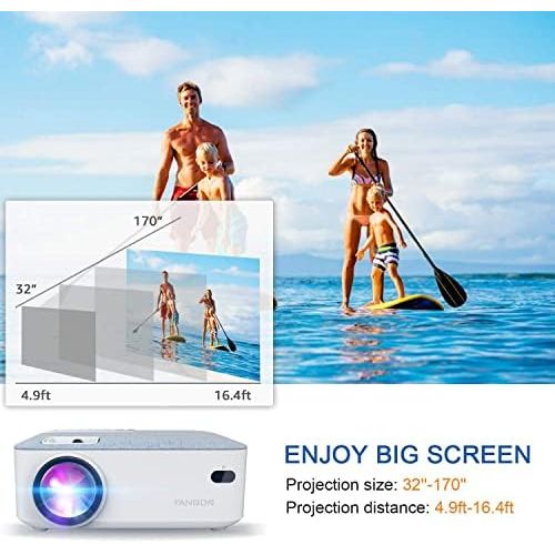  FANGOR HD Bluetooth Projector, 4500 Lux Portable LCD Projector 720P Native Resolution with Carrying Bag and Tripod, Compatible with Smartphone, TV Stick,Roku, PS4, Xbox, Full HD 1