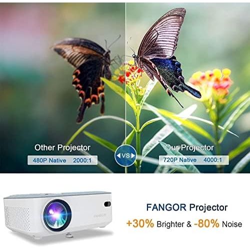  FANGOR HD Bluetooth Projector, 4500 Lux Portable LCD Projector 720P Native Resolution with Carrying Bag and Tripod, Compatible with Smartphone, TV Stick,Roku, PS4, Xbox, Full HD 1