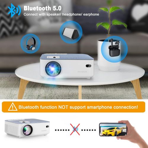  FANGOR HD Bluetooth Projector, 4500 Lux Portable LCD Projector 720P Native Resolution with Carrying Bag and Tripod, Compatible with Smartphone, TV Stick,Roku, PS4, Xbox, Full HD 1