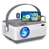 WiFi Projector Bluetooth 8400mAh Battery, Rechargeable Portable Home Projector, FANGOR 1080P Supported Movie Projector with Sync Smartphone Screen via WiFi/USB Cable, Compatible wi