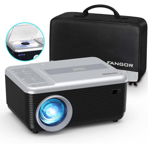  Mini Bluetooth Projector Built in DVD Player, Portable DVD Projector 1080P Support Projector for Outdoor Movies, FANGOR 7500L Home Video Projector Compatible with Phone/ laptop/PS4