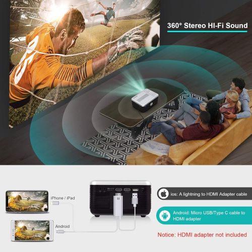 Mini Bluetooth Projector Built in DVD Player, Portable DVD Projector 1080P Support Projector for Outdoor Movies, FANGOR 7500L Home Video Projector Compatible with Phone/ laptop/PS4