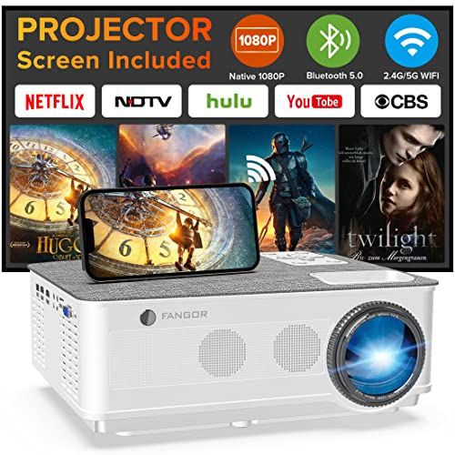  Native 1080P Projector 5G WiFi and Bluetooth, FANGOR 8500L Outdoor Projector 4K Support, Home Movie Projector Compatible with TV, PC, HDMI, USB, VGA, iOS/Android[120Screen Included