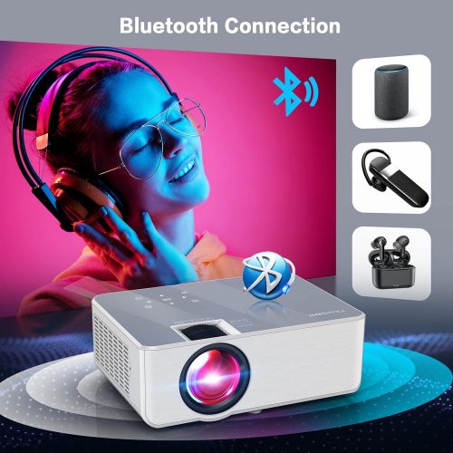  1080P HD Projector, WiFi Projector Bluetooth Projector, FANGOR 230 Portable Movie Projector with Tripod, Home Theater Video Projector Compatible with HDMI, VGA, USB, Laptop, iOS &
