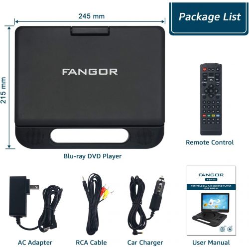  [아마존베스트]FANGOR 10.1 Portable Blu Ray Player, Built in Rechargeable Battery, Support USB/SD Card, HDMI Out & AV in, Snyc Screen, 1080P Video, Dolby Audio, Last Memory, Region Free