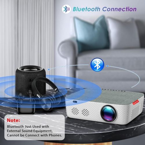  5G WiFi Projector 4K Supported - FANGOR 340ANSI Native 1080P Projector Bluetooth Outdoor Movie Projector / Full Sealed Design/Digital Keystone/300” Display/50% Zoom, for Phone/PC/D