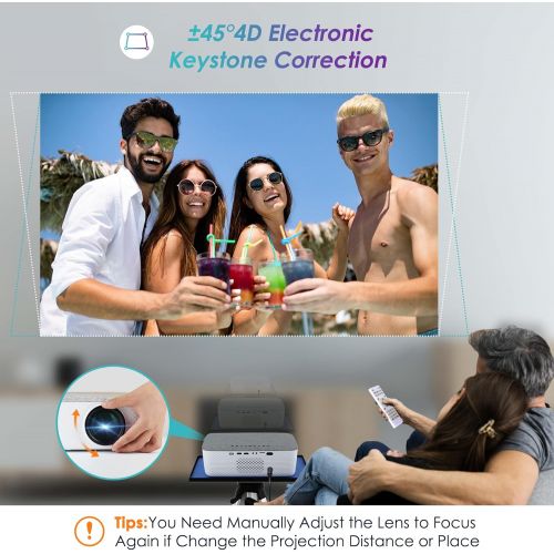  5G WiFi Projector 4K Supported - FANGOR 340ANSI Native 1080P Projector Bluetooth Outdoor Movie Projector / Full Sealed Design/Digital Keystone/300” Display/50% Zoom, for Phone/PC/D