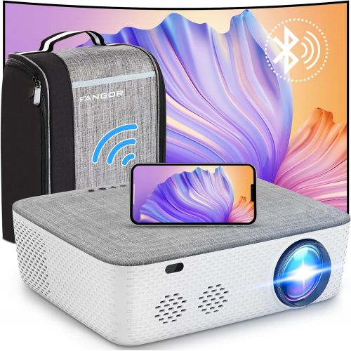  5G WiFi Projector 4K Supported - FANGOR 340ANSI Native 1080P Projector Bluetooth Outdoor Movie Projector / Full Sealed Design/Digital Keystone/300” Display/50% Zoom, for Phone/PC/D