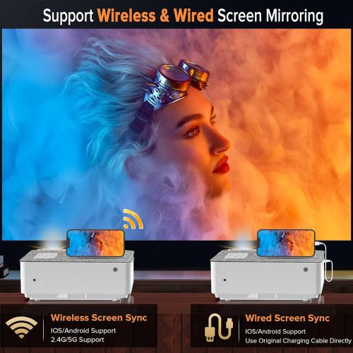  Native 1080P Projector 5G WiFi and Bluetooth, FANGOR 8500L Outdoor Projector 4K Support, Home Movie Projector Compatible with TV, PC, HDMI, USB, VGA, iOS/Android[120Screen Included