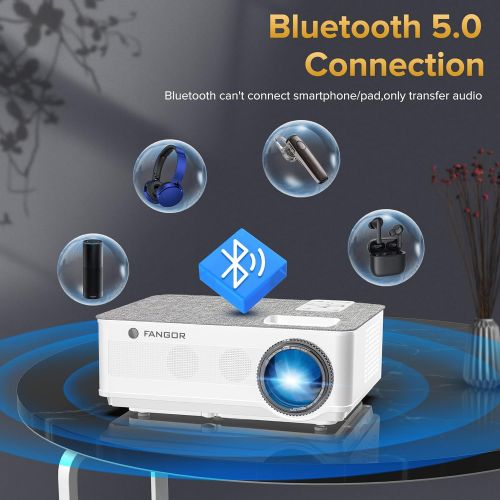  Native 1080P Projector 5G WiFi and Bluetooth, FANGOR 8500L Outdoor Projector 4K Support, Home Movie Projector Compatible with TV, PC, HDMI, USB, VGA, iOS/Android[120Screen Included