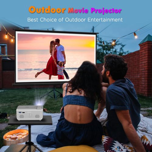  HD Bluetooth Projector Built in DVD Player, FANGOR Movie Projector 1080p Support for Outdoor Movie , Portable DVD Projector Compatible with HDMI/VGA/AV/USB/TV/PC (Carry Bag Include