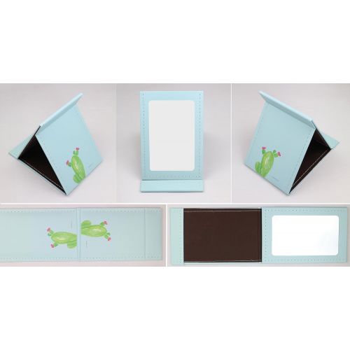  FANHAO- Desktop Makeup Portable Folding Vanity Mirror (Cactus Wathet)