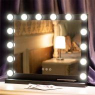 FANHHUI Frameless Vanity Mirror with Light Hollywood Makeup Lighted Mirror 3 Color Light (Black)