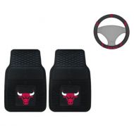 FANMATS A set of 3 Piece Automotive Gift Set: 2 Front All Weather Floor Mats and 1 Wheel Cover - Chicago Bulls