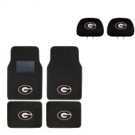 FANMATS University of Georgia Head Rest Cover and Floor mat.Logo On Front and Rear Auto Floor Liner. You get 2 headrest covers and 4 Floor Mat in this gift set. Perfect to University of Ge