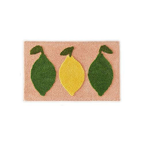  [아마존베스트]HYST Playtime Cozy Lemon Cute Fruits Half Round Shaped Bedroom Bathroom Doorway Kitchen Floor Rug Carpet Water Absorption Non-Slip mat for Kids Room (Pink, 4565CM)