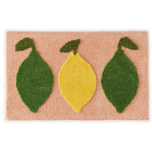  [아마존베스트]HYST Playtime Cozy Lemon Cute Fruits Half Round Shaped Bedroom Bathroom Doorway Kitchen Floor Rug Carpet Water Absorption Non-Slip mat for Kids Room (Pink, 4565CM)