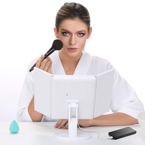  FASCINATE Trifold Led Lighted Makeup Mirror with 3X/5X/10X Magnification Vanity Mirror with...