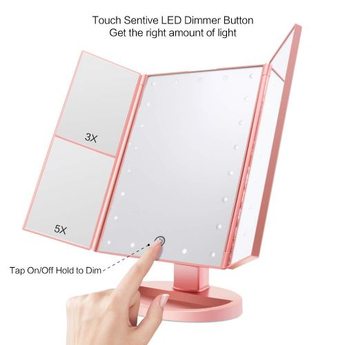  FASCINATE Trifold Led Lighted Makeup Mirror with 3X/5X/10X Magnification Vanity Mirror with...