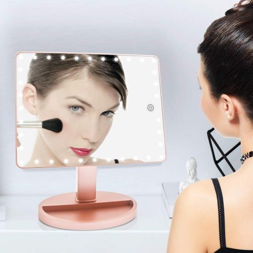  FASCINATE Extra Large Lighted Makeup Mirror, Makeup Vanity Mirror with 35 LED Lights and 10X Magnification, Touch Screen Dimmable 360°Rotation, Cord and Cordless Countertop Cosmeti