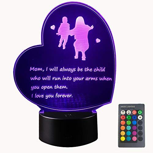  [아마존베스트]Manco Creative Gifts for Mothers Day from Daughter or Son Best Moms Birthday Gifts Heart Shaped 3D Lamp with Poem for Mom Thatll Make Her Feel Special