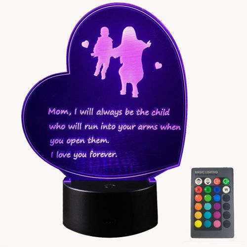  [아마존베스트]Manco Creative Gifts for Mothers Day from Daughter or Son Best Moms Birthday Gifts Heart Shaped 3D Lamp with Poem for Mom Thatll Make Her Feel Special