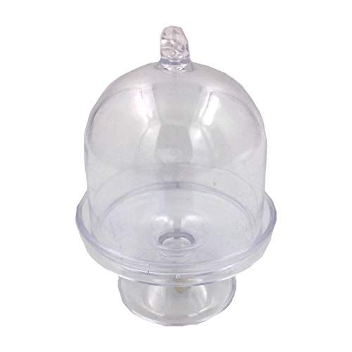  FASHIONCRAFT 6793 Clear Plastic Medium Mini Cake Stands, Candy Containers, Party Favors, Set of 6