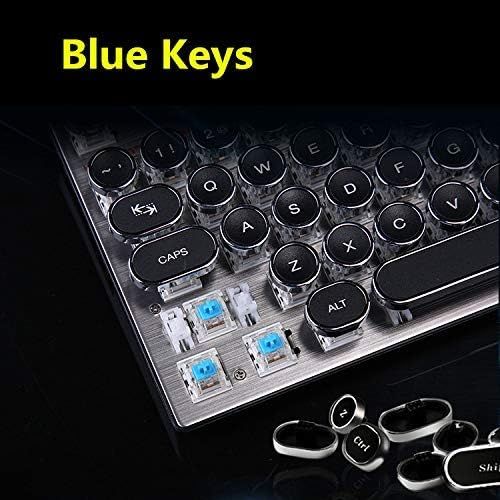  FASTDISK USB LED Backlit Retro Typewriter Mechanical Keyboard -Blue Switch - Round Keycaps -104 Keys Vintage Inspired Steampunk Gaming Keyboard?Mechanical Gaming Keyboard for PC/Mac/Gamer/T