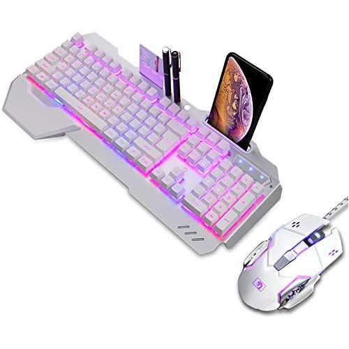  FASTDISK Backlit RGB Keyboard and Mouse Combo, Adjustable Breathing Lamp Wired Gaming Keyboard, Wrist Rest Keyboard 5 Adjustable DPI Gaming Mouse Adjustable Breathing Lamp for Mac, PC, Lapt