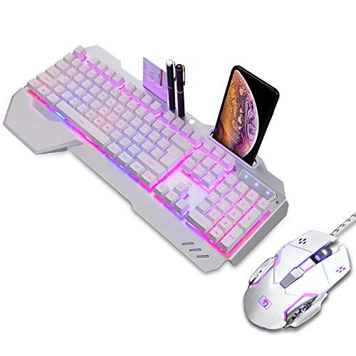  FASTDISK Backlit RGB Keyboard and Mouse Combo, Adjustable Breathing Lamp Wired Gaming Keyboard, Wrist Rest Keyboard 5 Adjustable DPI Gaming Mouse Adjustable Breathing Lamp for Mac, PC, Lapt