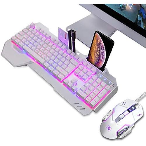  FASTDISK Backlit RGB Keyboard and Mouse Combo, Adjustable Breathing Lamp Wired Gaming Keyboard, Wrist Rest Keyboard 5 Adjustable DPI Gaming Mouse Adjustable Breathing Lamp for Mac, PC, Lapt