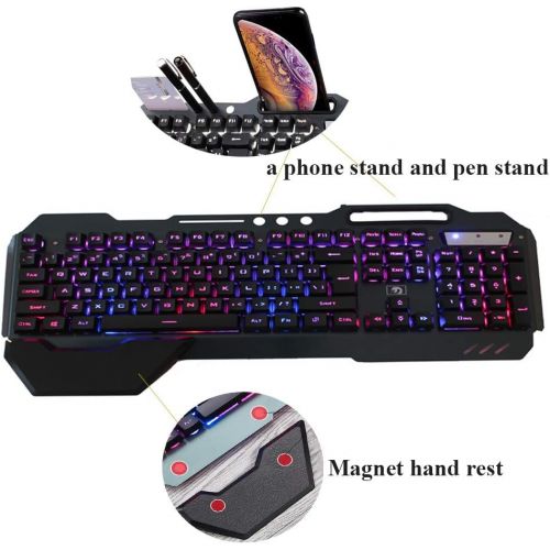  FASTDISK Backlit RGB Keyboard and Mouse Combo, Adjustable Breathing Lamp Wired Gaming Keyboard, Wrist Rest Keyboard 5 Adjustable DPI Gaming Mouse Adjustable Breathing Lamp for Mac, PC, Lapt