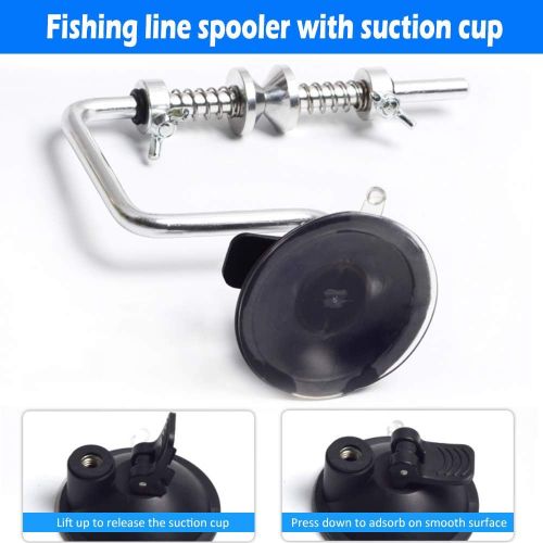  [아마존베스트]FAVENGO Line Reel Fishing Line Winder Portable Spooler Line Spool Machine Aluminium Spool Fishing Accessories with Suction Cup Hand Reel Reel for Fishing Reel SpoolerSystem