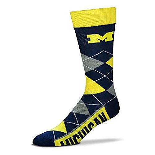  For Bare Feet Mens NCAA Argyle Lineup Crew Dress Socks-One Size Fits Most