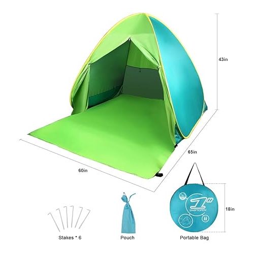  FBSPORT Beach Tent Sun Shade Shelter with UV Protection,Portable Beach Shade Sun Shelter for 2-3 Person, Beach Canopy with Carry Bag