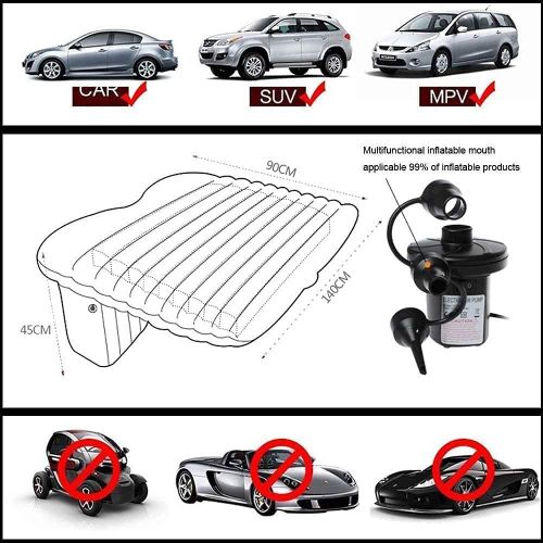  FBSPORT Car Travel Inflatable Mattress Air Bed Cushion Camping Universal SUV Extended Air Couch with Two Air Pillows