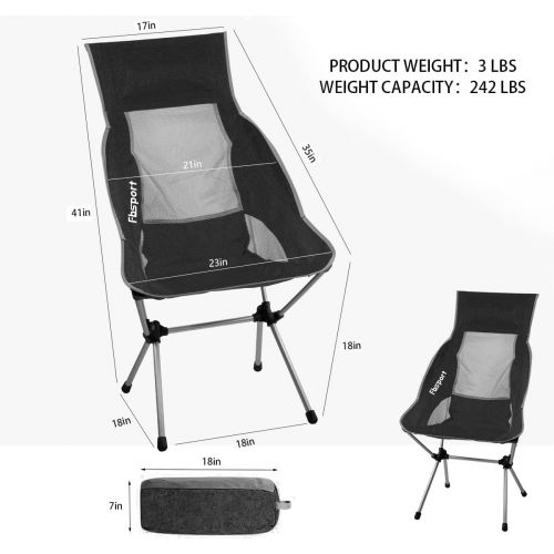  FBSPORT Ultralight Folding Camping Chairs, Portable Camping Chairs for Adult, High Back Lightweight Backpacking Chair Compact & Heavy Duty for Outdoor Hiking.