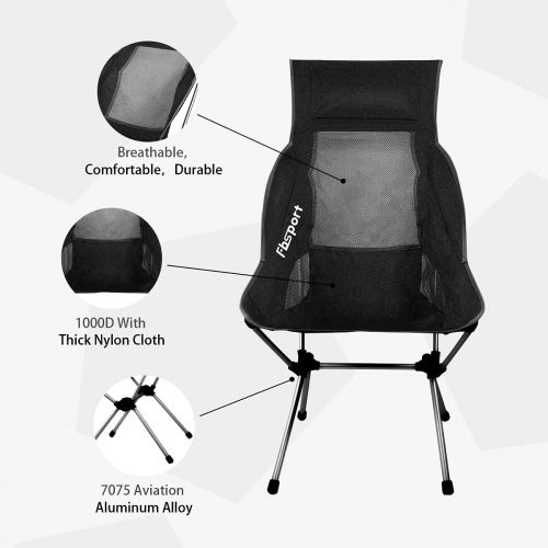  FBSPORT Ultralight Folding Camping Chairs, Portable Camping Chairs for Adult, High Back Lightweight Backpacking Chair Compact & Heavy Duty for Outdoor Hiking.