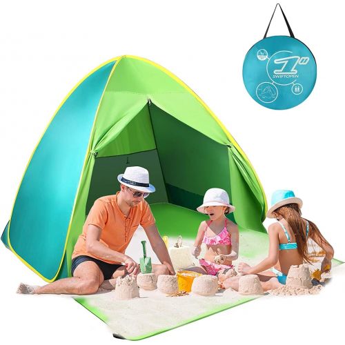  FBSPORT Beach Tent, UPF 50+ Easy Pop Up Beach Shade, Sun Shelter Instant Portable Beach Tent Umbrella Baby Canopy Cabana with Carry Bag, Green/Cyan