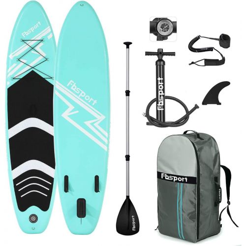  FBSPORT Premium Inflatable Stand Up Paddle Board, Yoga Board with Durable SUP Accessories & Carry Bag Wide Stance, Surf Control, Non-Slip Deck, Leash, Paddle and Pump for Youth & A