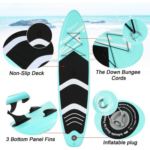  FBSPORT Premium Inflatable Stand Up Paddle Board, Yoga Board with Durable SUP Accessories & Carry Bag Wide Stance, Surf Control, Non-Slip Deck, Leash, Paddle and Pump for Youth & A