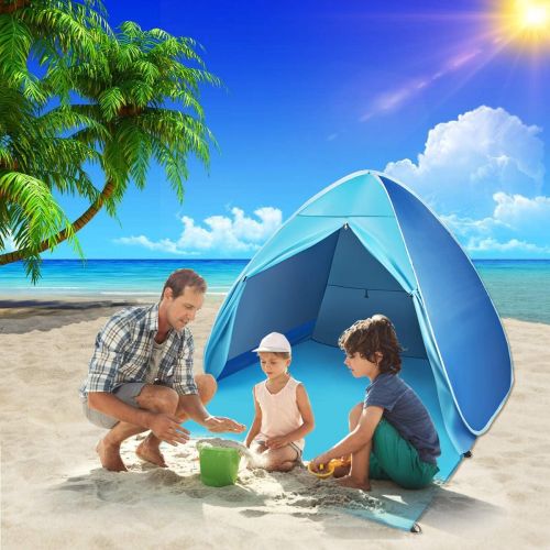  FBSPORT Beach Tent, UPF 50+ Easy Pop Up Beach Shade, Sun Shelter Instant Portable Beach Tent Umbrella Baby Canopy Cabana with Carry Bag, Blue